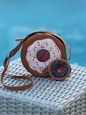 Brown Donut Crossbody Bag with Coin Pouch
